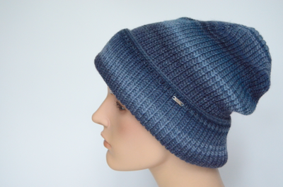 Итальянская вязаная шапка с отворотом Vizio 110 CRY синяя