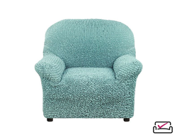 Чехол на кресло Микрофибра Бирюзовый. Защита мягкой мебели от животных. Бренд Еврочехол