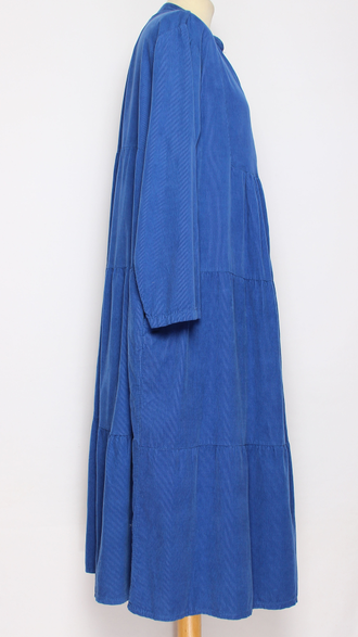 Платье Бохо "Стойка вельветовое " три яруса электрик до р.56