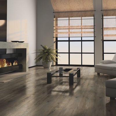 Виниловый пол Wineo 400 XL Embrace Oak Grey MLD00110 в интерьере гостиной