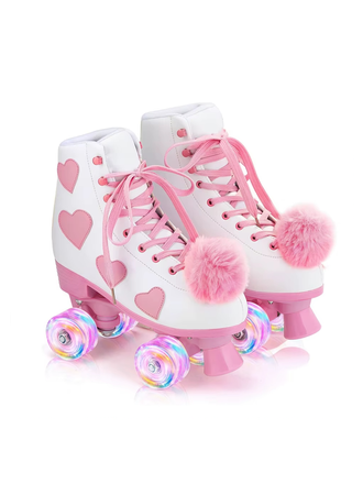 Квады детские раздвижные Xiobo Heart White (светящиеся колёса)