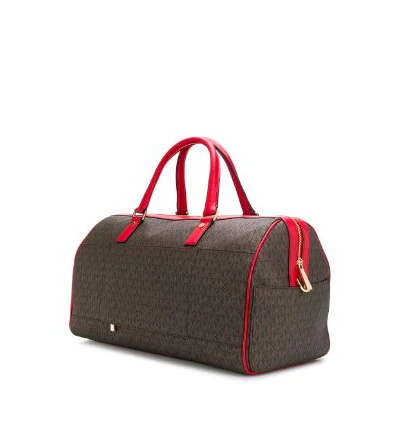 Дорожная сумка женская Michael Kors с логотипом коричнево-розовая