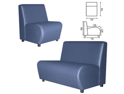 Кресло мягкое "Клауд", "V-600", 550х750х780 мм, без подлокотников, экокожа, голубое