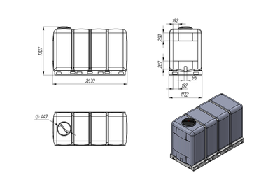 Размеры емкости для воды на 4000 литров К4000