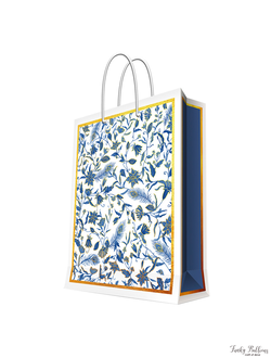 Пакет подарочный "Цветы и перья"