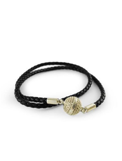 (АРТИКУЛ: 6571/52) БРАСЛЕТ ЖЕНСКИЙ, КОЖА, МЕТАЛЛ "ЗОЛОТО", МЕЛКИЕ СТРАЗЫ, НА МАГНИТЕ