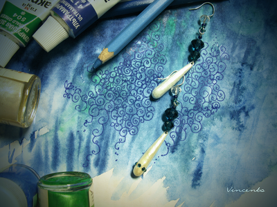 Принцесса Миядзаки. Серьги-капли с хрустальными бусинами и чешским бисером