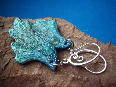 "Крылышки Лазурной Аквафеи", серьги с радужными опалами