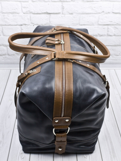 Кожаная дорожная сумка Campora Premium dark blue (арт. 
4019-54)