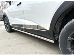 Защита  штатного порога Папа Тюнинг d53 для HAVAL F7 2024-