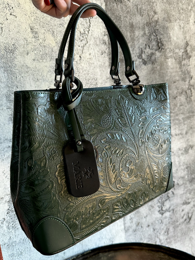 Женская форматная сумка из натуральной кожи, цвет зеленый, Vera Pelle. Арт.026809