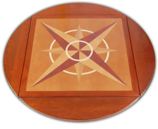 Digitally Printed Compass Rose on Maple Veneer 36″ X 36″ Opens to 51″ Round Dropleaf