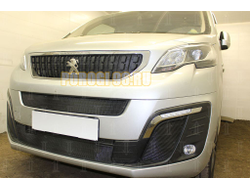 Защита радиатора Peugeot Traveller 2017- (2 части) середина+низ black