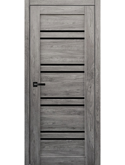 Комплект двери "PR-104" Дуб дымчатый Чёрное стекло