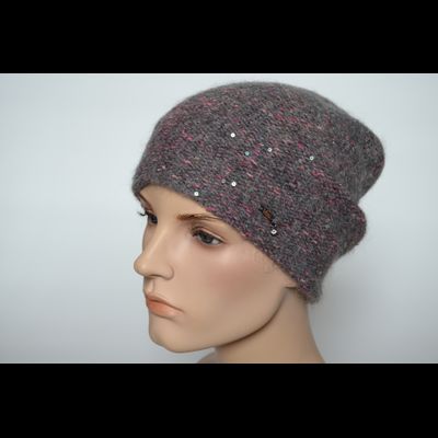 Серая с фуксией меланжевая шапка носок Vizio Италия 8023  (6926) CL