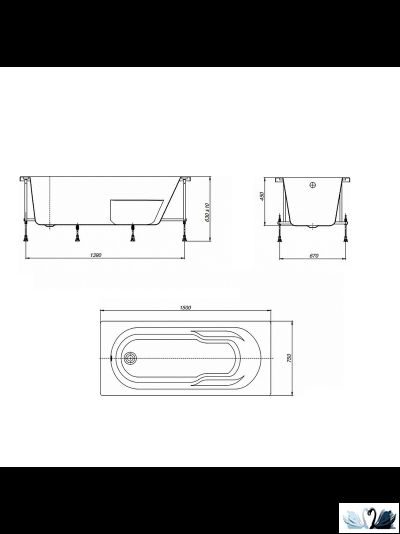 Акриловая ванна Roca Genova N 160 x 70 ZRU9302973, прямоугольной формы