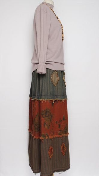 ЮБКА "Джинс ромбы винтажная" терракот до р.52