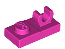 Plate, Modified 1 x 2 with Open O Clip on Top, Dark Pink (44861 6375007)