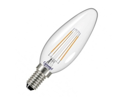 Лампа светодиодная General Свеча E14 8W(640lm) 4500K 4K 35x98 филамент (нитевидная), прозр 649972