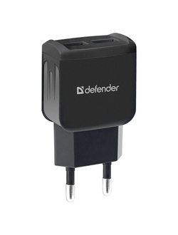 Зарядное устройство сетевое (220 В) DEFENDER UPC-21, кабель microUSB 1 м, выходной ток 2,1 А, черное, 83581