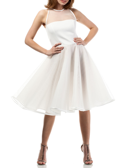 Вечернее шифоновое миди платье А-силуэта в стиле Dior имеет американскую пройму и каплеобразный выре