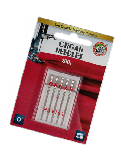 Иглы для бытовых швейных машин "ORGAN" шёлк  5шт. в пенале №75-90