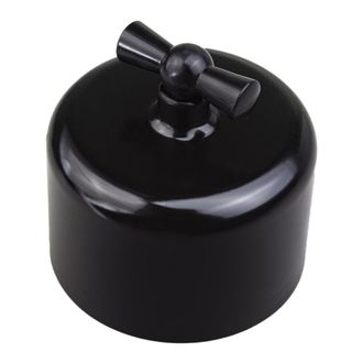 Ретро выключатель пластиковый поворотный черный (Ришелье)