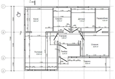 Одноэтажный каркасный дом с двумя спальнями 62м² (SK19)