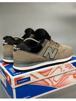 New Balance 574 Beige Black Big Size С Мехом