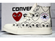 Кеды Converse на платформе с сердечками белые