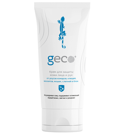 Крем для защиты кожи лица и рук от укусов комаров, клещей, москитов, мошек, слепней и блох «GECO»