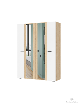 Санса ШК-04 Шкаф 4-х створчатый Сонома/Белый