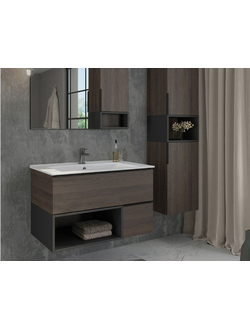 Тумба-умывальник "Франкфурт-90" дуб шоколадно-коричневый с раковиной Quadro 90