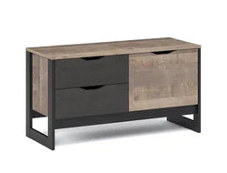 Тумба для обуви Стокгольм, дуб гранж песочный, железный камень