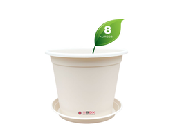 Горшок для растений с поддоном цвета - слоновая кость, 8 литров