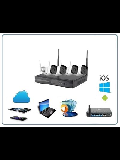 Комплект беспроводной системы видеонаблюдения, видеорегистратор + 4 видеокамеры, HD (www.e-seenet.com)