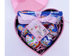 Подарочная коробка Киндер сюрприз среднее сердце розовое