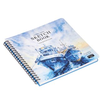 Скетчбук для акварели 20л., 190*190 Greenwich Line &quot;Navy ships&quot;, на гребне, 200г/м2