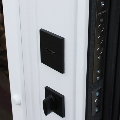 Стальная дверь   Titanium с окном и английской решеткой (терморазрыв 3к)