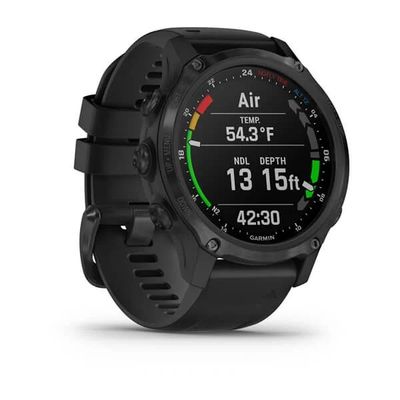 Умные часы Garmin Descent MK2S угольно-серый корпус с DLC-покрытием, черный силиконовый ремешок 010-02403-04