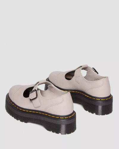 Dr Martens Bethan Pisa Leather Platform Mary Jane Vintage Taupe Pisa