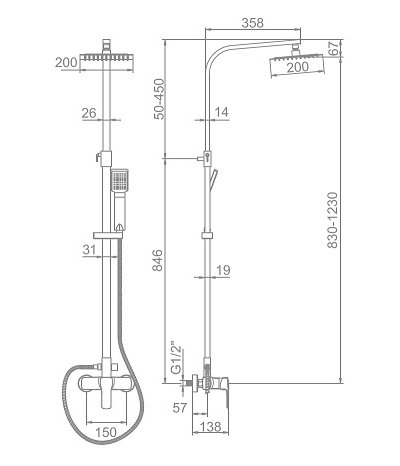 ДУШЕВАЯ СТОЙКА LEDEME L2458