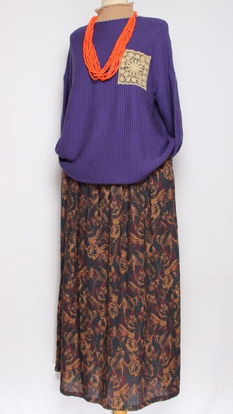 ЮБКА "ХЛОПОК НА ПОДКЛАДЕ" синяя, терракотовая до р.48