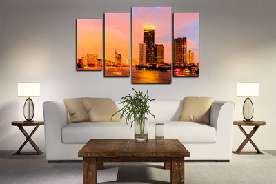 Модульная картина "Небоскребы у воды"