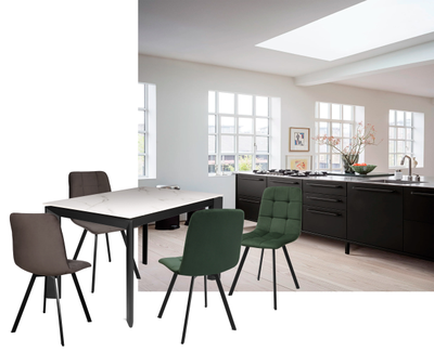 LAMBER черный/керамика мрамор 120(+50)х80