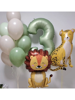 Набор шаров с гелием "Животные Африки" с цифрой