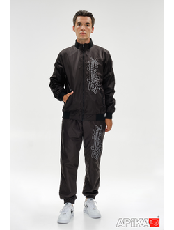 Костюм спортивный KANJI с символикой каратэ, черный, APIKA, вышивка киокушинкай