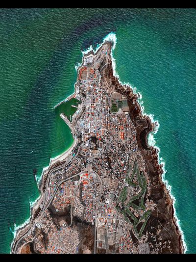 Картина обогреватель, спутниковое фото залива Моссел на полуострове Кейп-Сан-Близ