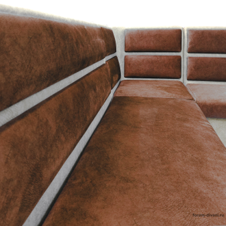 Кухонный Угловой диван "ФОРУМ-1МС", Коричневый/Слоновая кость, Правый