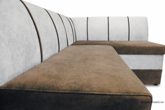 Кухонный Угловой диван "Форум-8" Коричневый/Слоновая кость Правый